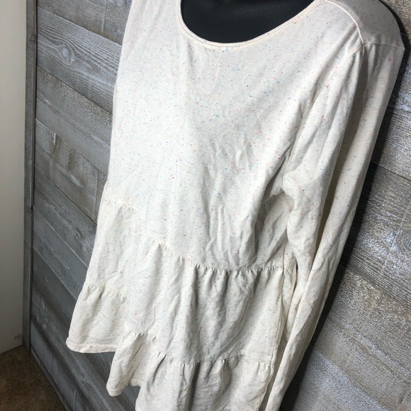 Ann Taylor Loft confetti print tiered long sleeve shirt - Picture 3 of 6